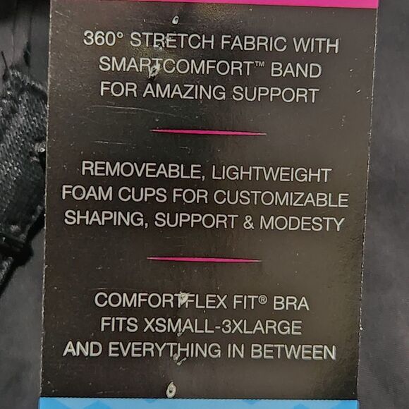 Bali Bra Size 3XL Black Convertible Straps Wireless Lightweight Stretch Comfort - Picture 11 of 14
